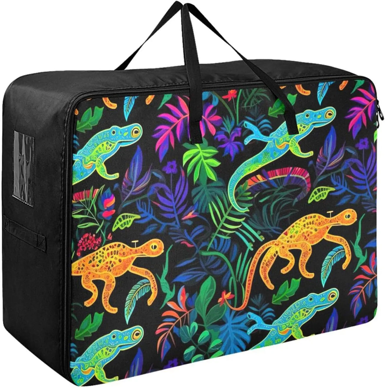 Lizards and Flowers Storage Bags Moving Storage Totes with Sturdy Zipper Zippered Storage Bags for Moving Essential