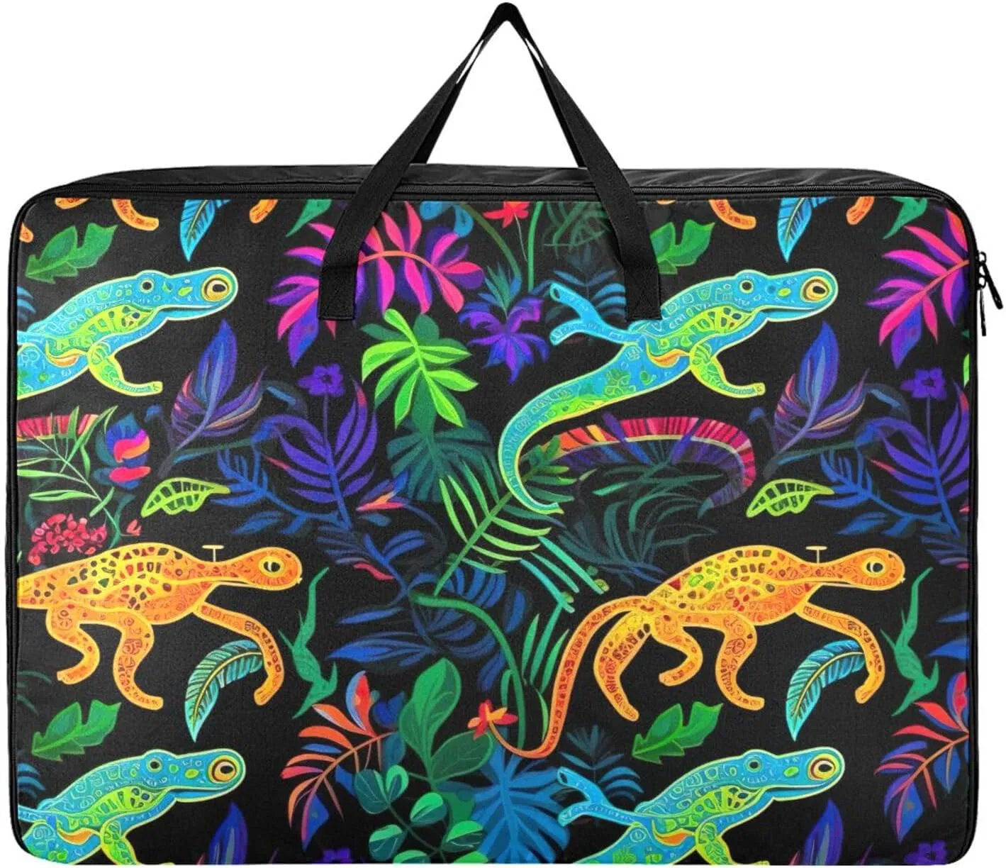 Lizards and Flowers Storage Bags Moving Storage Totes with Sturdy Zipper Zippered Storage Bags for Moving Essential