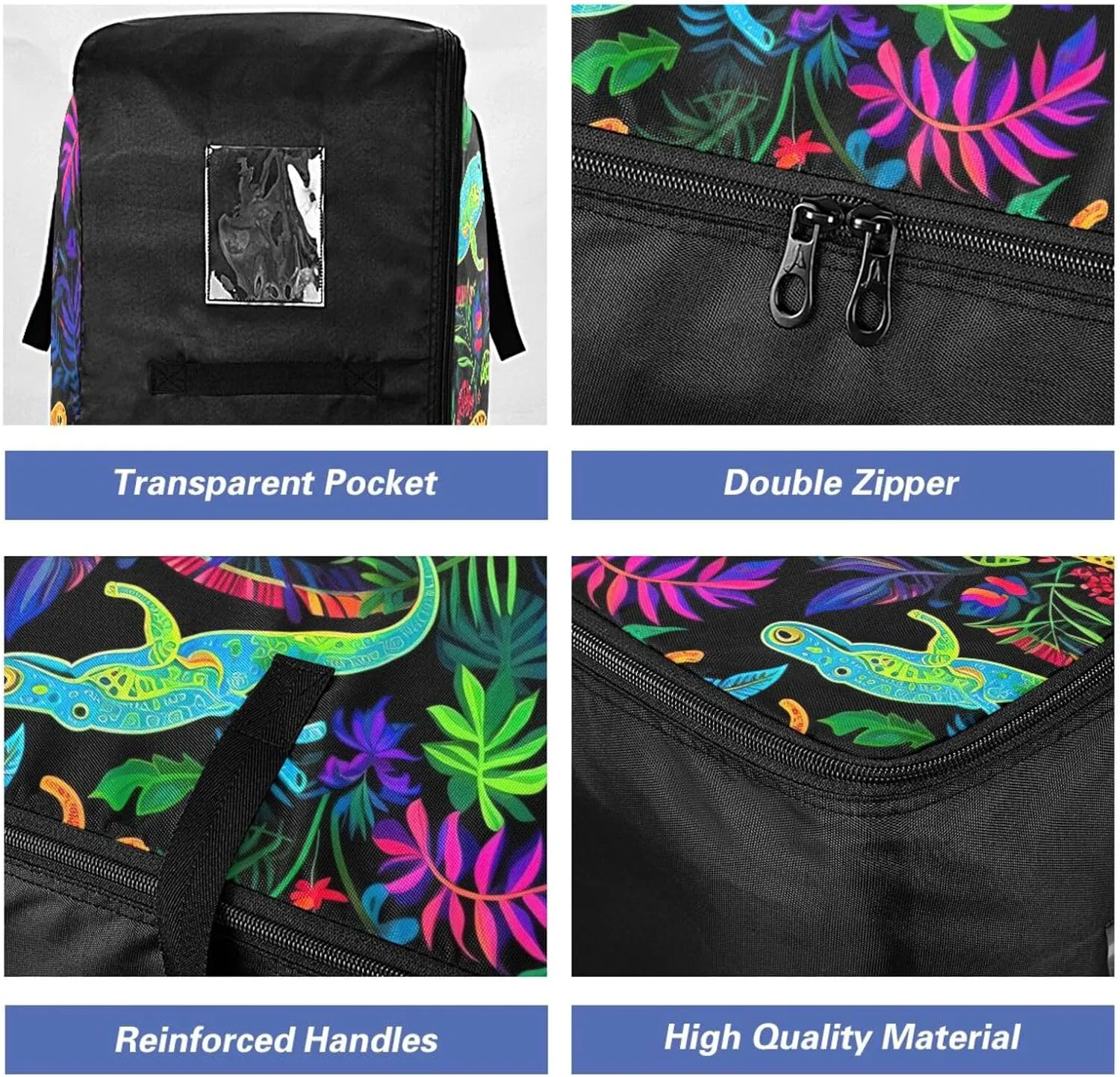 Lizards and Flowers Storage Bags Moving Storage Totes with Sturdy Zipper Zippered Storage Bags for Moving Essential