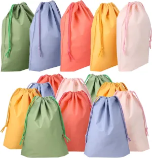 Locmeo 50 Pcs Pastel Drawstring Gift Bag For Kids Reusable Gift Wrapping Goodie Treat Bags 7.87 X 9.84 Inch Assorted Colors Plastic For Party Favor Candy Birthday Gym Sports Travel Storage