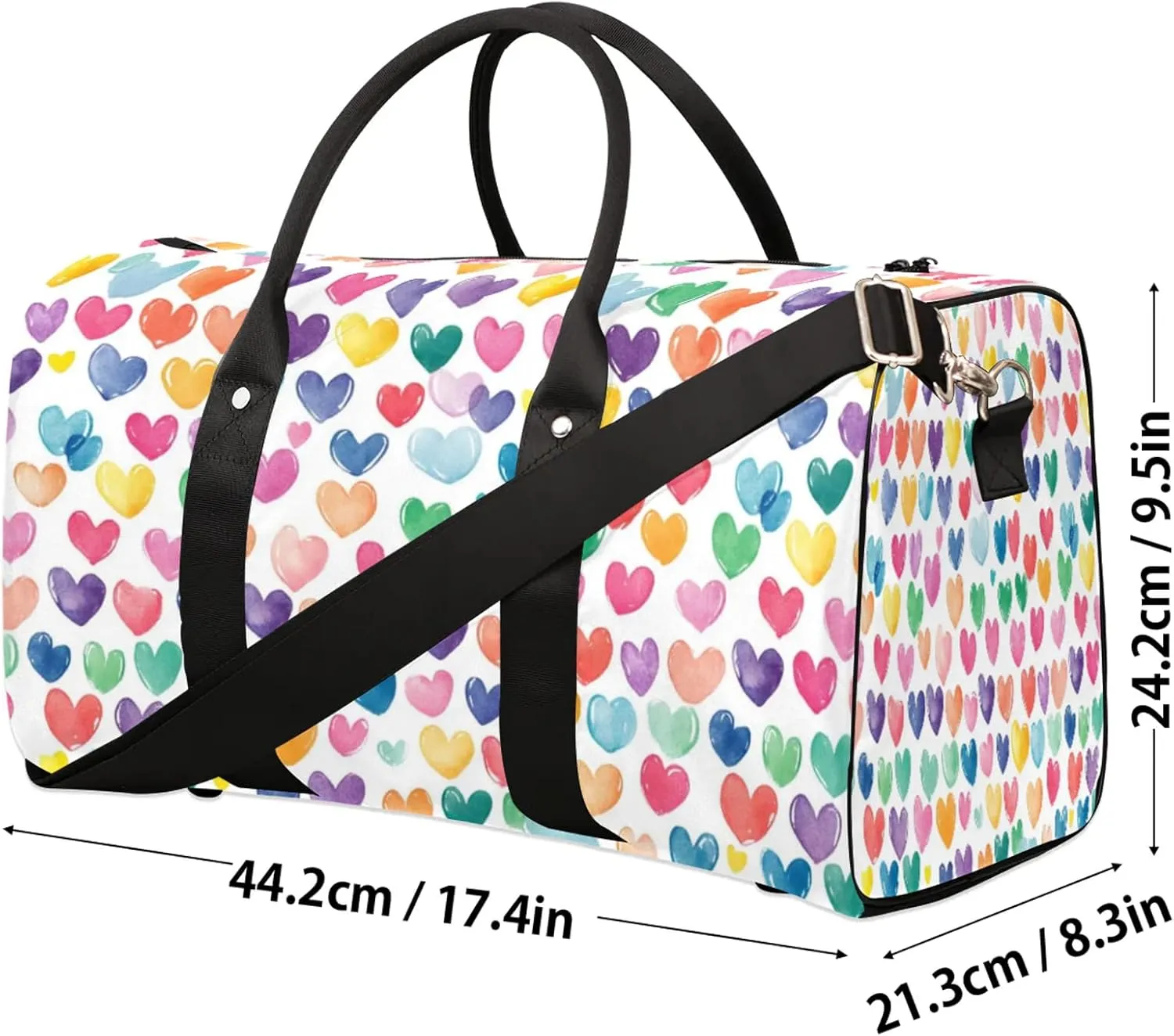 Love Hearts Duffle Bag for Travel, Overnight Weekend Gym Carry On Luggage Bag, Cute Hearts Travel Duffel Bag for Men Women