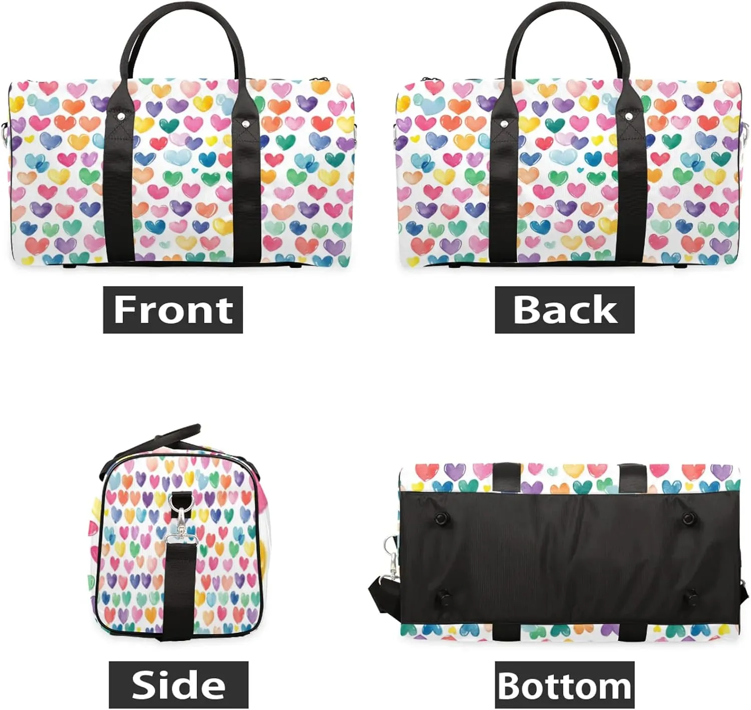 Love Hearts Duffle Bag for Travel, Overnight Weekend Gym Carry On Luggage Bag, Cute Hearts Travel Duffel Bag for Men Women