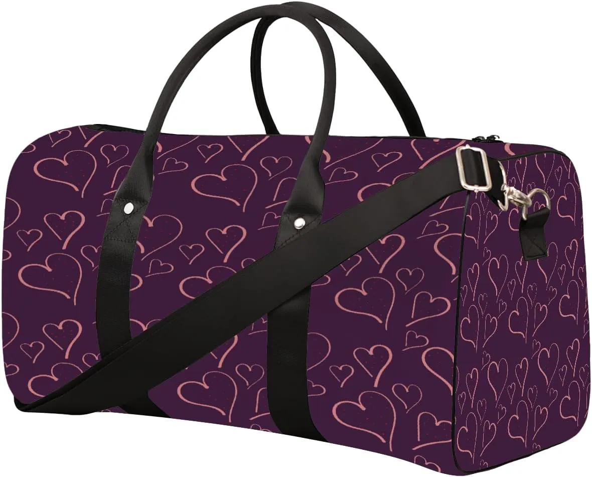 Love Pink Romance Travel Duffel Bag for Women Men Small Sport Gym Bag Waterproof Weekender Overnight Lightweight Carry on Foldable Gym Bag for Training Swim Yoga Traveling Handbag