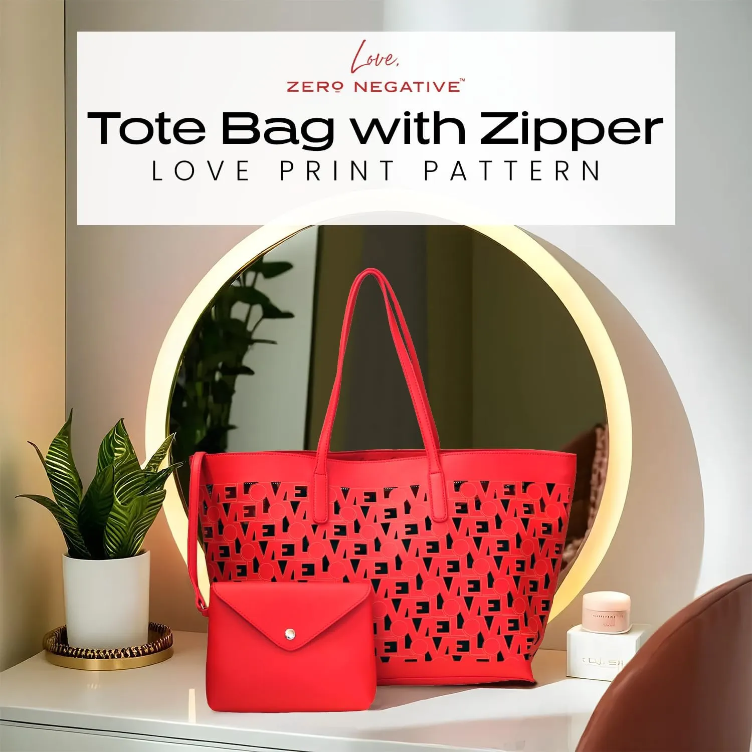 Love Tote | Designer Shoulder Bag | Large Totes for Women | Purses for Women | Vegan Leather Tote Bag | Removable Clutch