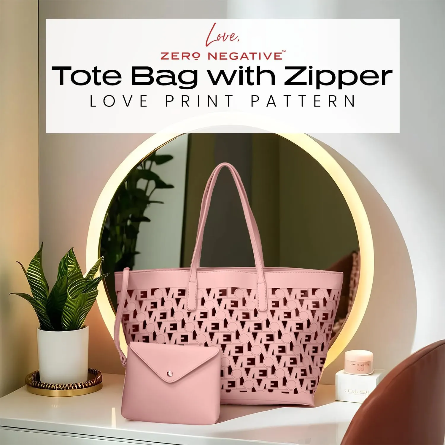 Love Tote | Designer Shoulder Bag | Large Totes for Women | Purses for Women | Vegan Leather Tote Bag | Removable Clutch