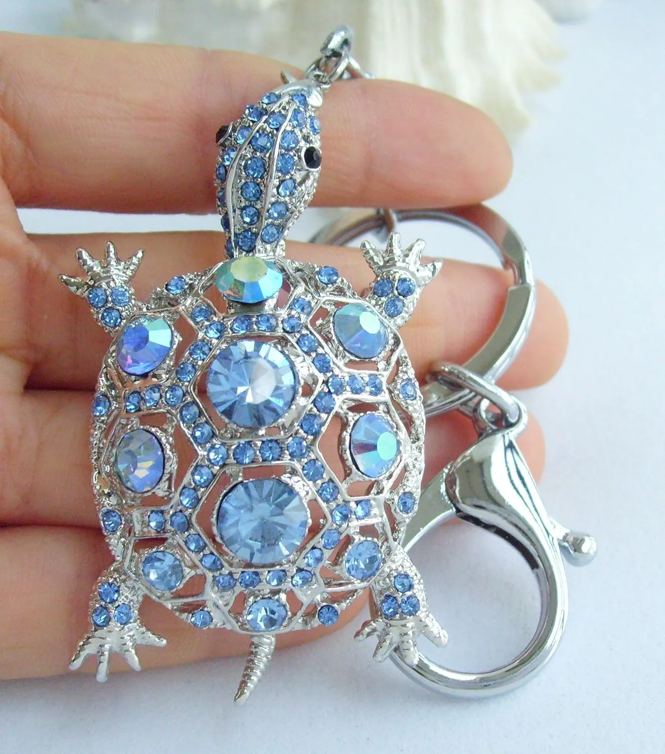 Lovely Animal 2.36" Turtle Tortoise Keychain Pendant Austrian Crystal K3631