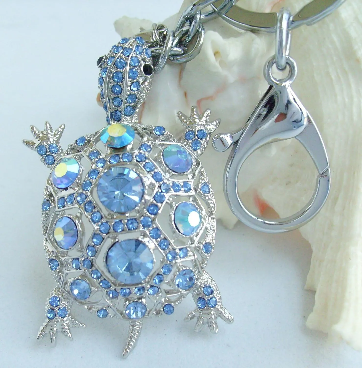Lovely Animal 2.36" Turtle Tortoise Keychain Pendant Austrian Crystal K3631