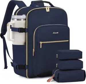 LOVEVOOK 40L Large Travel Backpack for Women Men, 17 Inch Carry on Backpack for Traveling on Airplane, Personal Item Travel Bag Airline Approved, Business Causal Weekender Backpack, Blue-Black