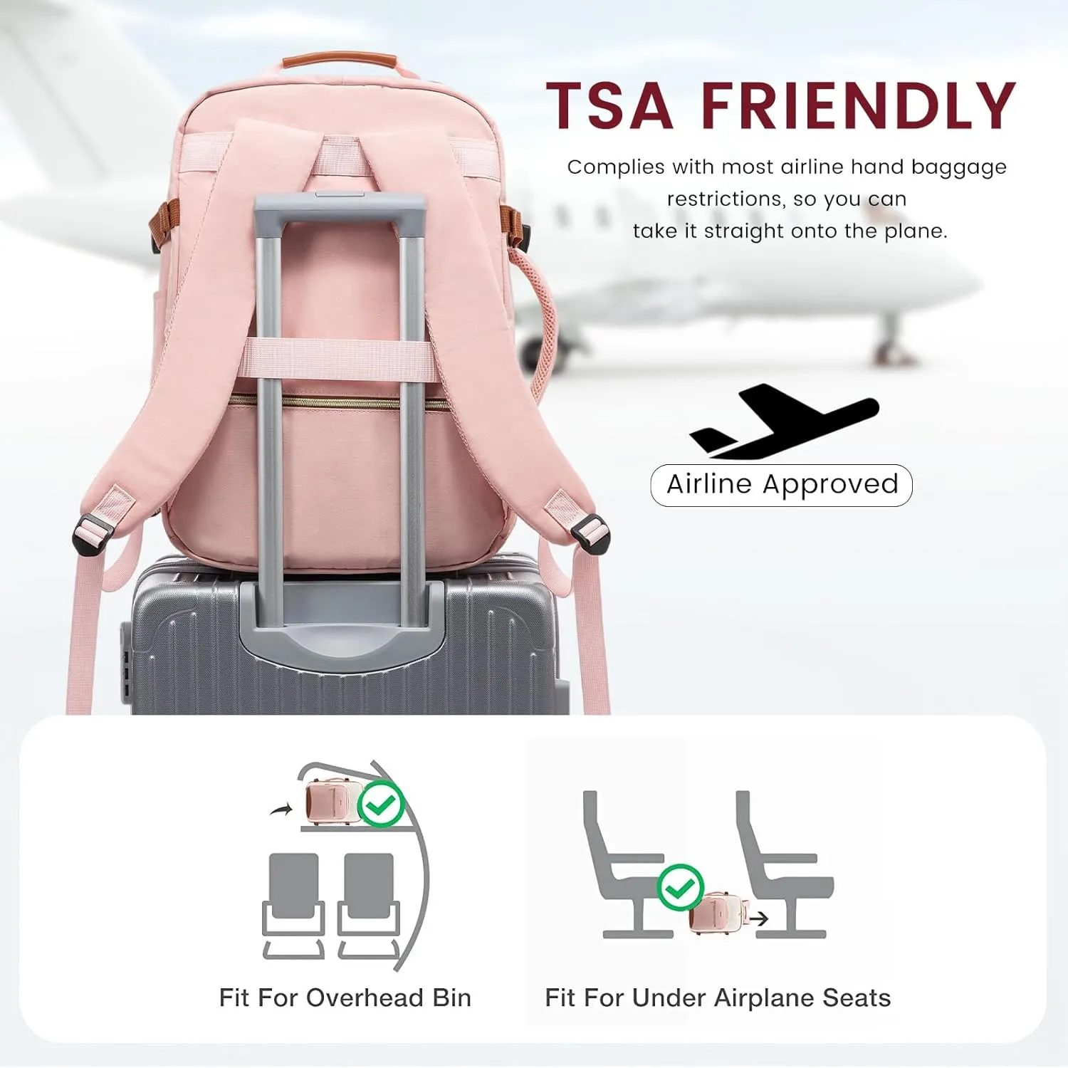 LOVEVOOK 50L Large Travel Backpack for Women Men Fits 17 Inch Laptop, Carry on Backpack for Traveling on Airplane, Personal Item Bag Airline Approved, Business Causal Weekender Backpacks