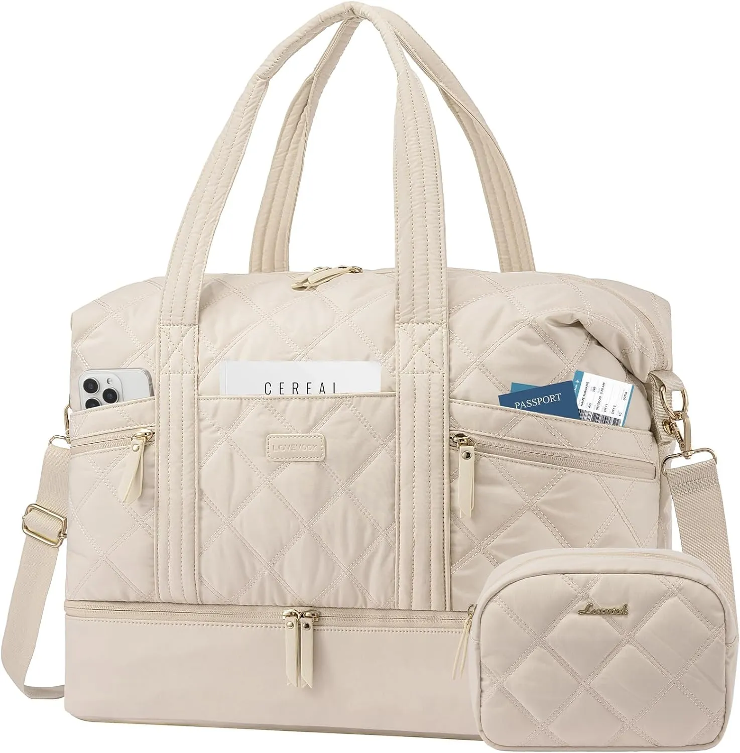LOVEVOOK Extra Large Travel Duffle Bag, 56L Lightweight Weekender Bags for Women with Shoe Compartment, Personal Item Travel Bag Carry On Overnight Bags for Women, Hospital Bag for Labor and Delivery