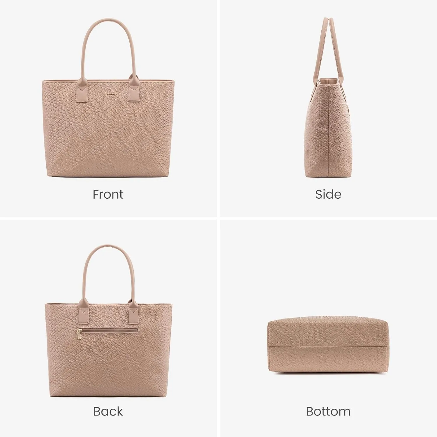 LOVEVOOK Laptop Purses and Handbags for Women, 15.6 Inch Computer Bag Work Tote Briefcase Satchel Handbags for Women with Small Clutch, Apricot