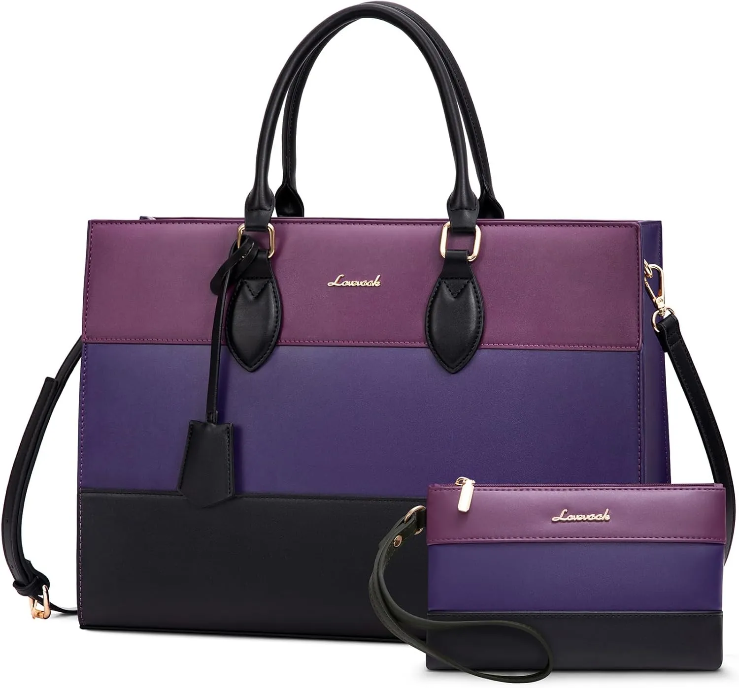 LOVEVOOK Laptop Tote Bag for Women, Work Totes Business Office Computer Briefcase with Clutch Purse