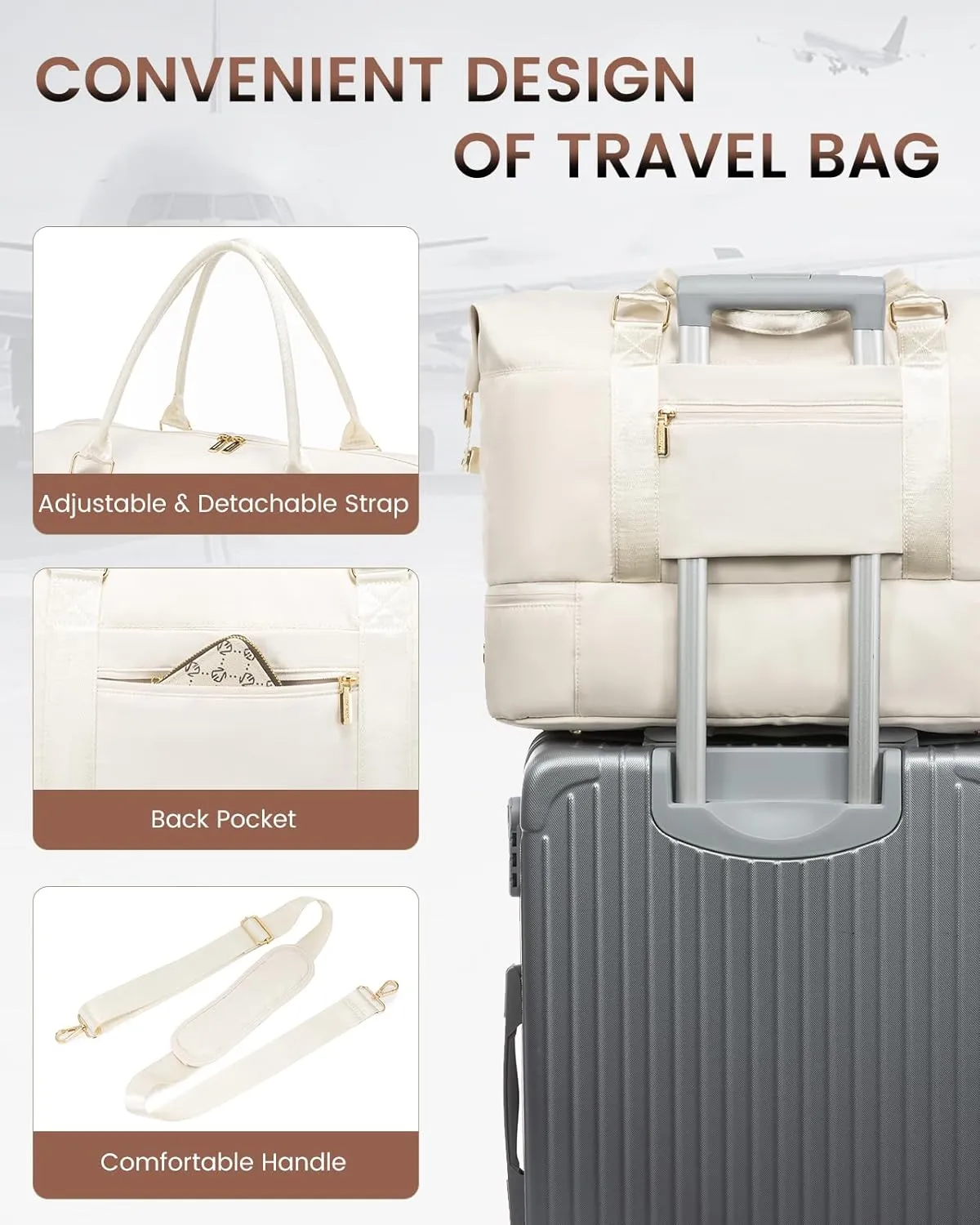 LOVEVOOK Travel Bag Weekender Bags for Women, Carry on Overnight Bag with Shoe Compartment,Duffle Bag with Laptop Pocket,Hospital Bag for Labor Delivery,Gym Tote Bag with Toiletry Bag