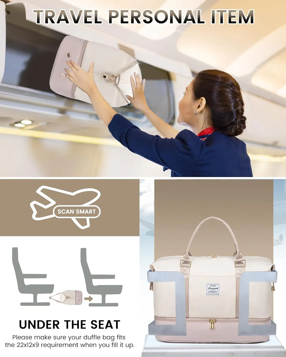 LOVEVOOK Travel Bag Weekender Bags for Women, Carry on Overnight Bag with Shoe Compartment,Duffle Bag with Laptop Pocket,Hospital Bag for Labor Delivery,Gym Tote Bag with Toiletry Bag