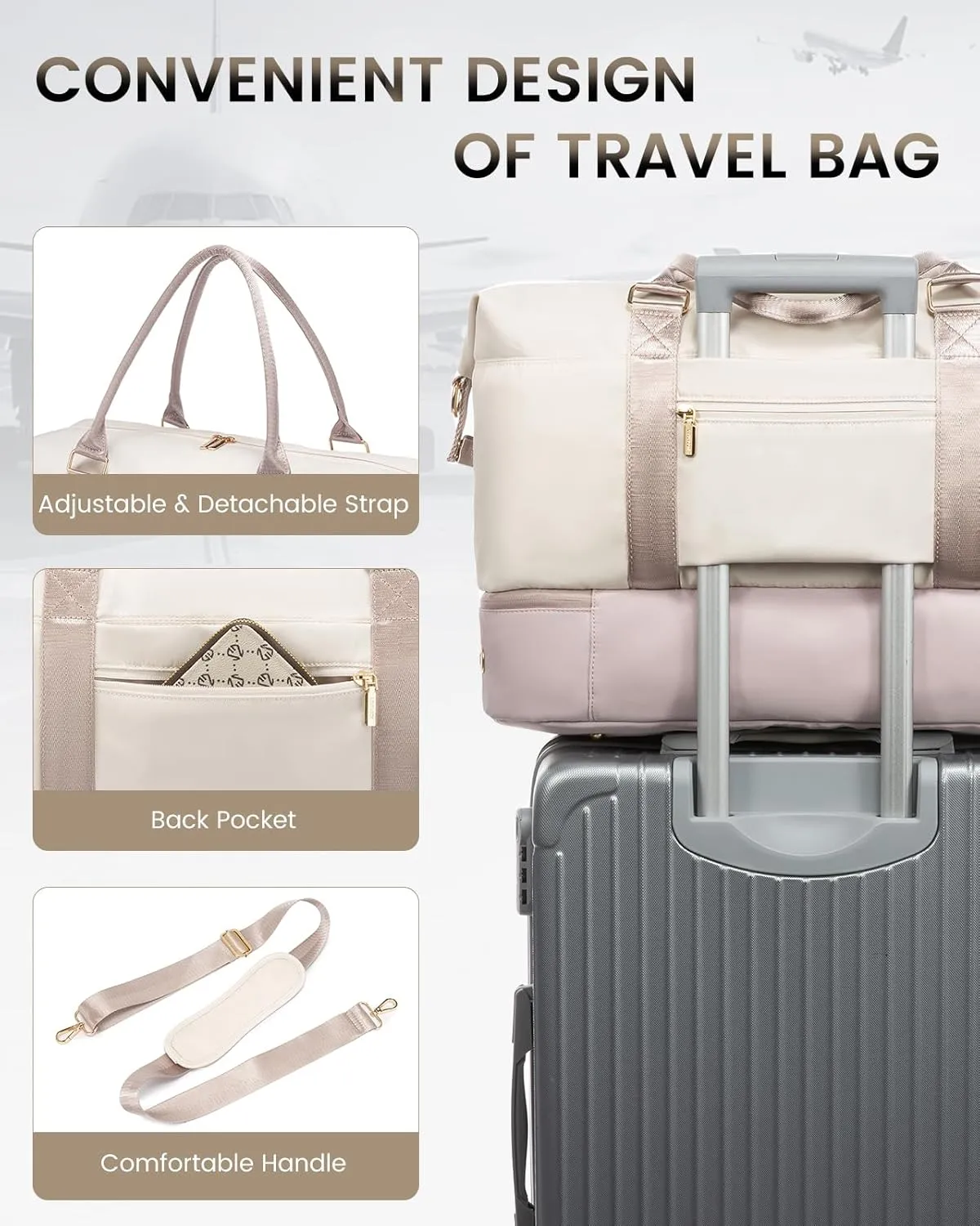 LOVEVOOK Travel Bag Weekender Bags for Women, Carry on Overnight Bag with Shoe Compartment,Duffle Bag with Laptop Pocket,Hospital Bag for Labor Delivery,Gym Tote Bag with Toiletry Bag