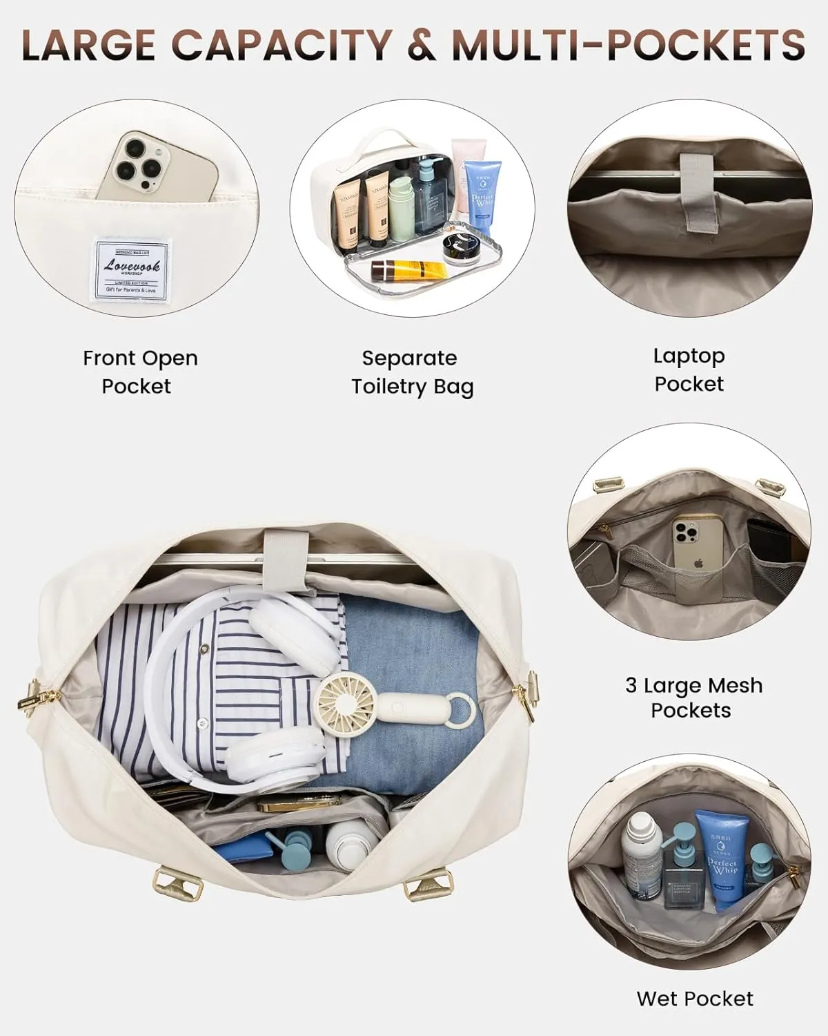 LOVEVOOK Travel Bag Weekender Bags for Women, Carry on Overnight Bag with Shoe Compartment,Duffle Bag with Laptop Pocket,Hospital Bag for Labor Delivery,Gym Tote Bag with Toiletry Bag