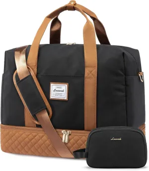 LOVEVOOK Travel Duffel Bag, 18inch Weekender Bags for Women with Shoe Compartment，35L Carry on Overnight Bag with Toiletry Bag, Gym Duffel Bag with Wet Pocket, Hospital Bags for Labor and Deliver