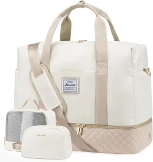 LOVEVOOK Travel Duffel Bag, 21inch Weekender Bags for Women with Shoe Compartment，45L Carry on Overnight Bag with Toiletry Bag, Gym Duffel Bag with Wet Pocket, Hospital Bags for Labor and Deliver
