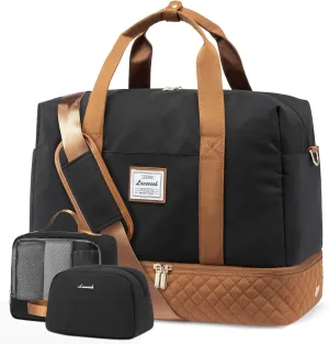 LOVEVOOK Travel Duffel Bag, 21inch Weekender Bags for Women with Shoe Compartment，45L Carry on Overnight Bag with Toiletry Bag, Gym Duffel Bag with Wet Pocket, Hospital Bags for Labor and Deliver