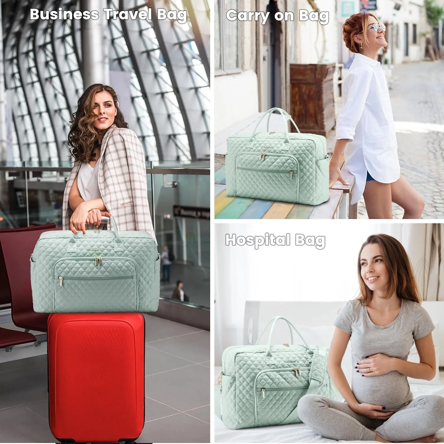 LOVEVOOK Travel Duffle Bag, Weekender Bag for Women with Toiletry Bag Carry on Overnight Bag with Laptop Compartment, Yoga Gym Bag with Wet Pocket Shoe Bag, Hospital Bag for Labor and Delivery