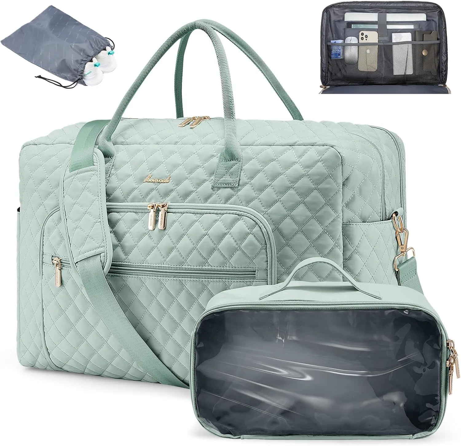 LOVEVOOK Travel Duffle Bag, Weekender Bag for Women with Toiletry Bag Carry on Overnight Bag with Laptop Compartment, Yoga Gym Bag with Wet Pocket Shoe Bag, Hospital Bag for Labor and Delivery