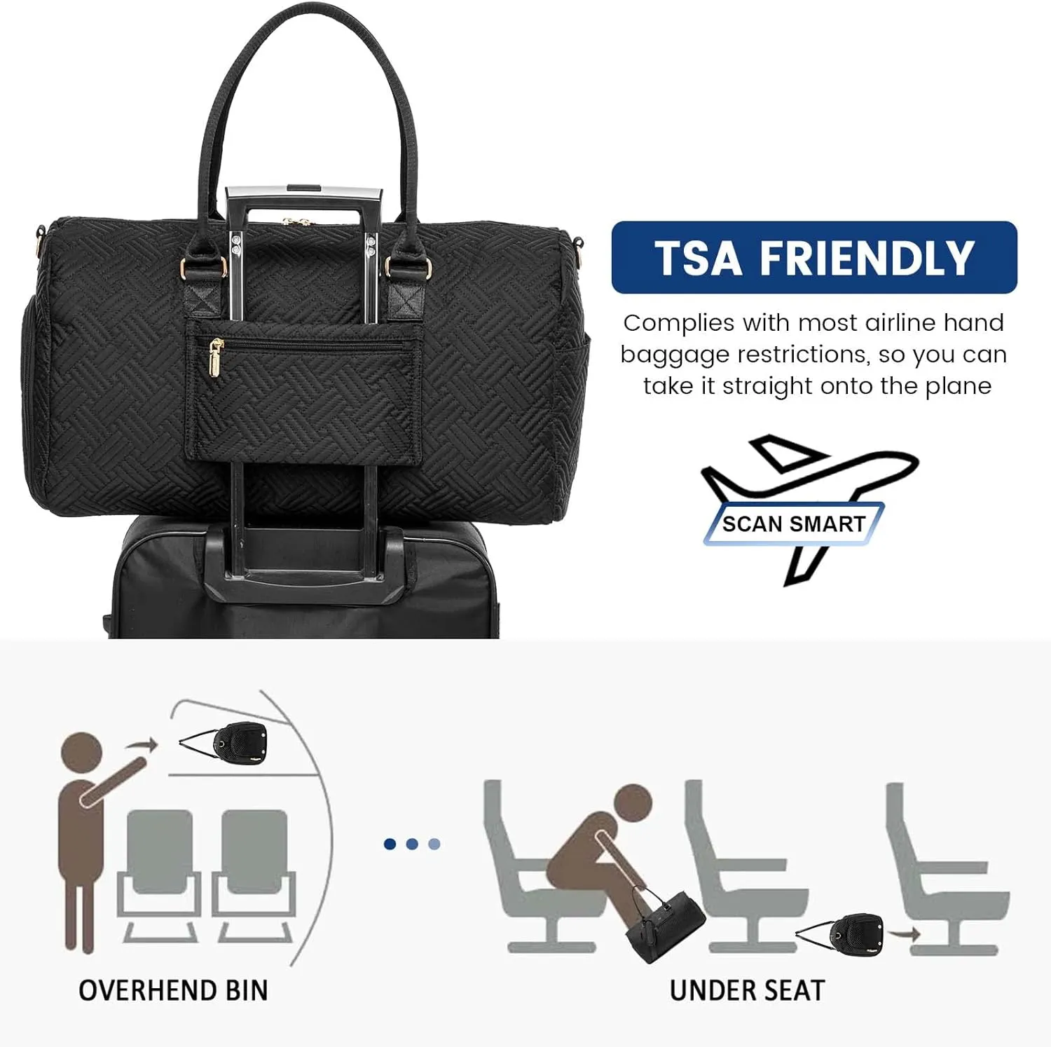 LOVEVOOK Travel Duffle Bag, Weekender Bag for Women with Toiletry Bag, Carry on Overnight Bag with Shoe Compartment, Gym Duffel Bag with Wet Pocket, Mommy Hospital Bags for Labor and Delivery