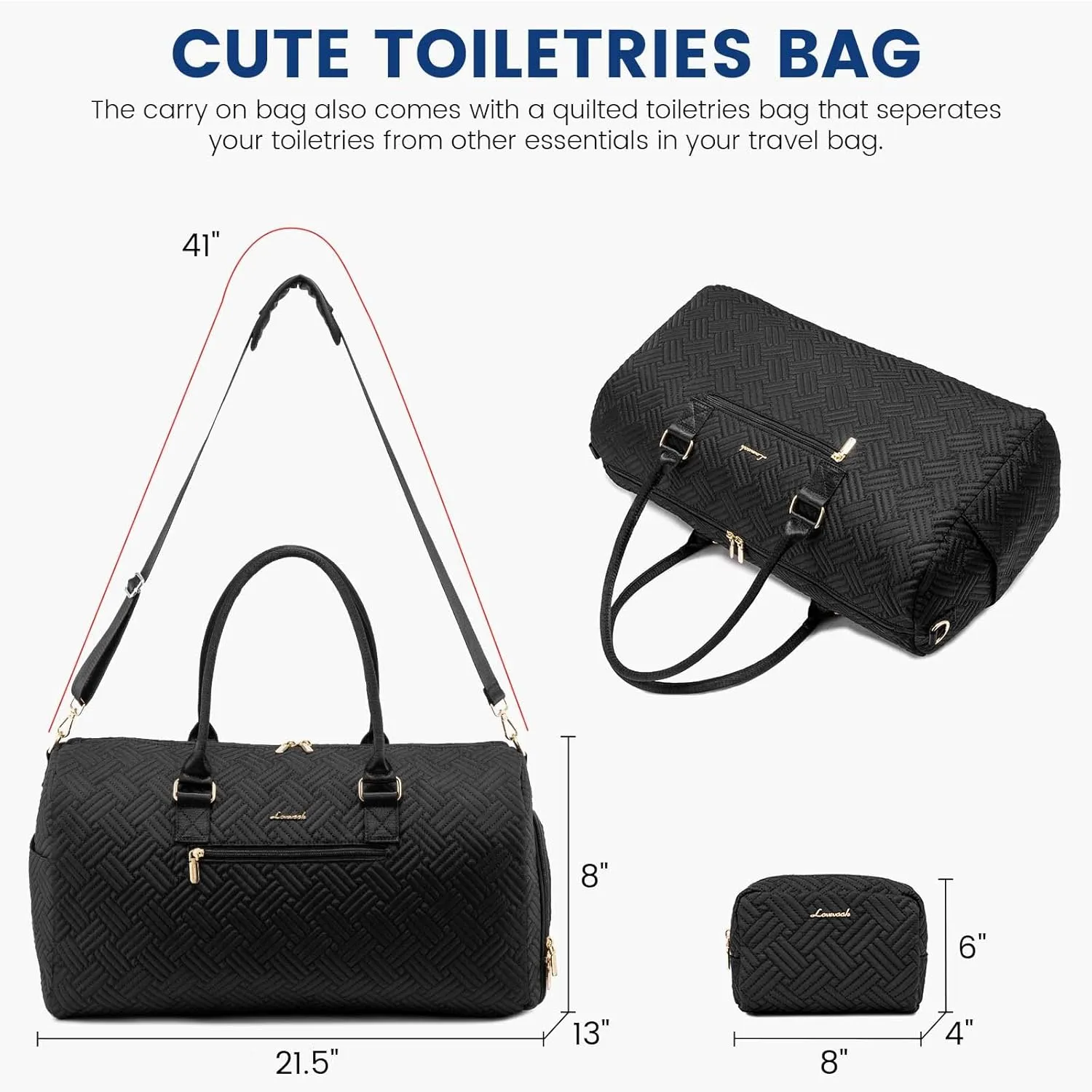 LOVEVOOK Travel Duffle Bag, Weekender Bag for Women with Toiletry Bag, Carry on Overnight Bag with Shoe Compartment, Gym Duffel Bag with Wet Pocket, Mommy Hospital Bags for Labor and Delivery