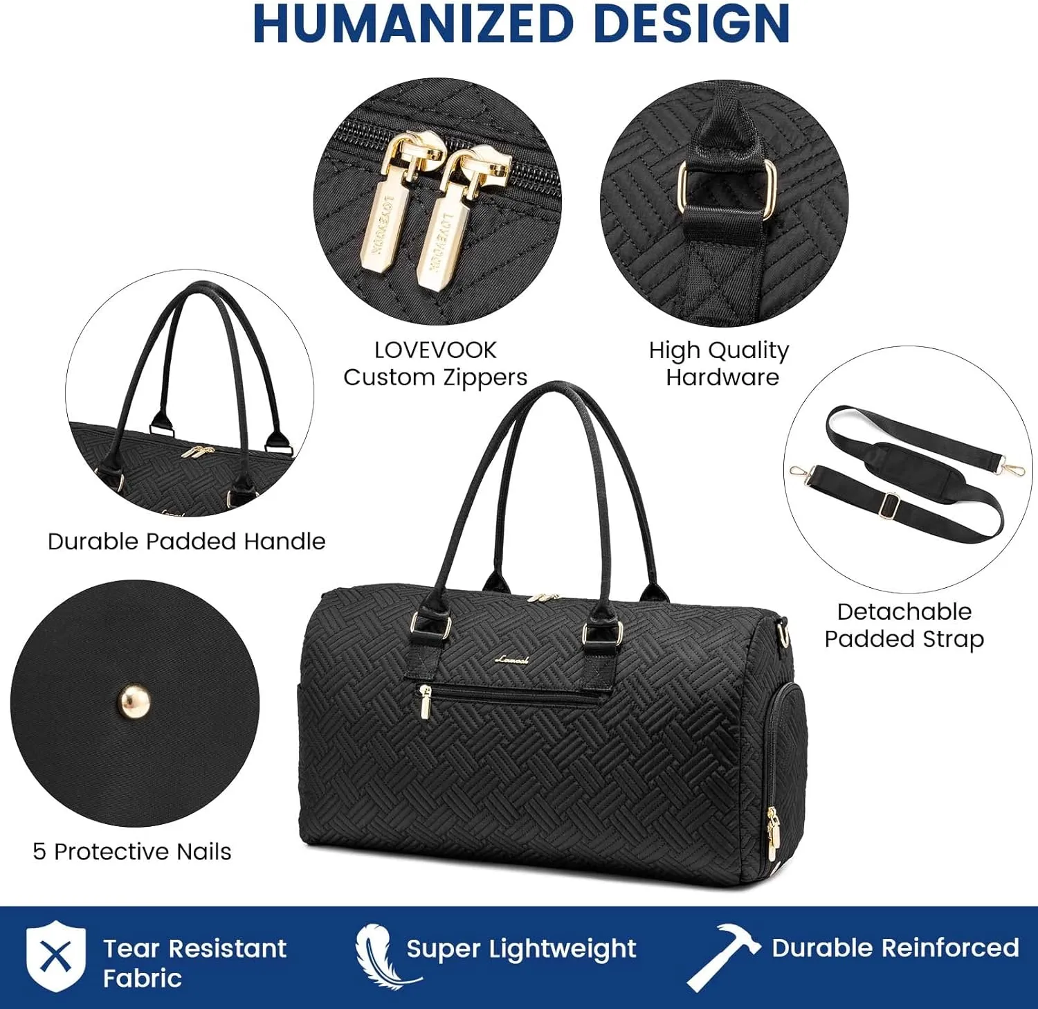 LOVEVOOK Travel Duffle Bag, Weekender Bag for Women with Toiletry Bag, Carry on Overnight Bag with Shoe Compartment, Gym Duffel Bag with Wet Pocket, Mommy Hospital Bags for Labor and Delivery