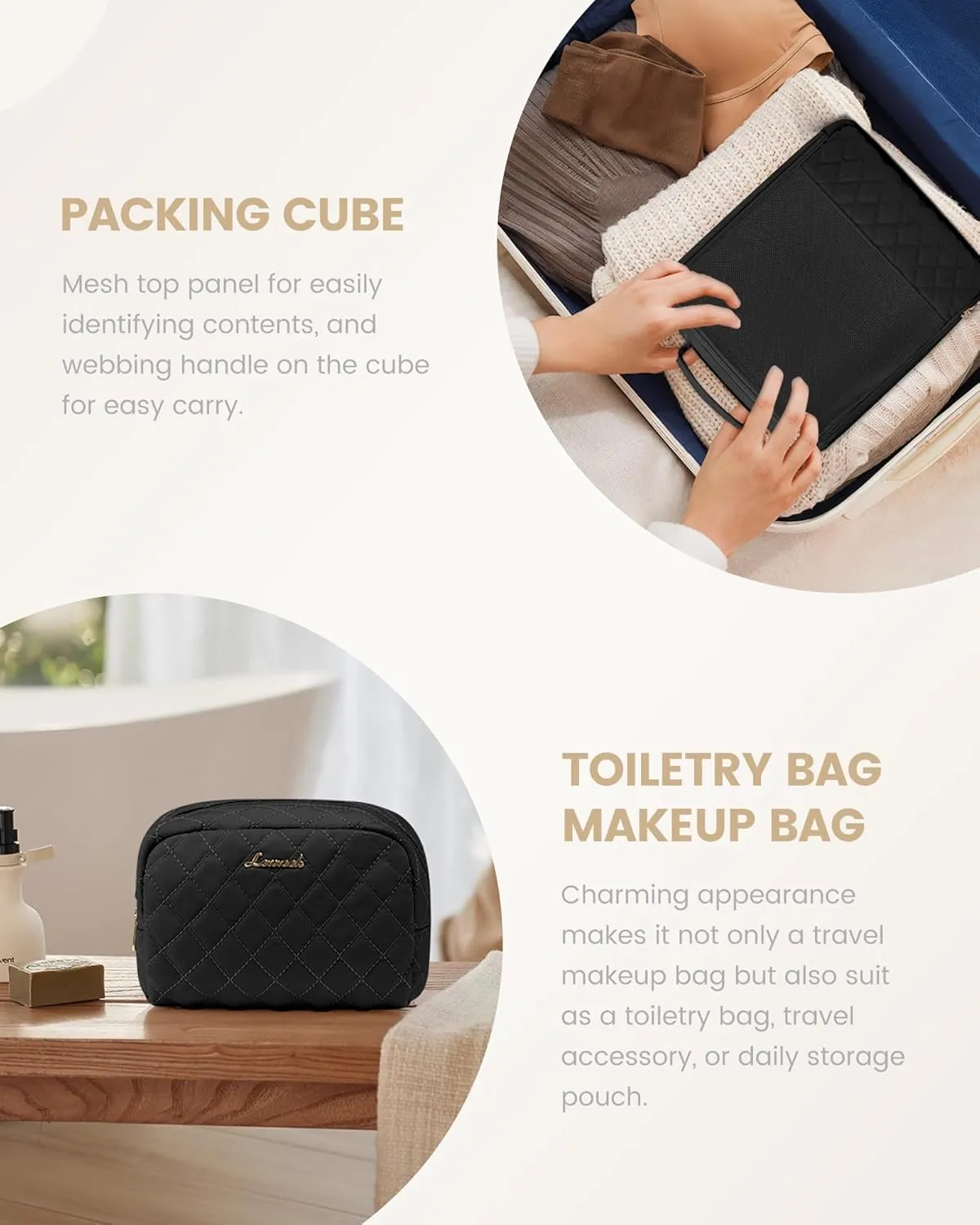LOVEVOOK Travel Duffle Bag, Weekender Bag for Women with Toiletry Bag, Carry on Overnight Bag with Shoe Compartment,Gym Duffel Bag with Wet Pocket,Mommy Hospital Bags for Labor and Delivery 3Pcs