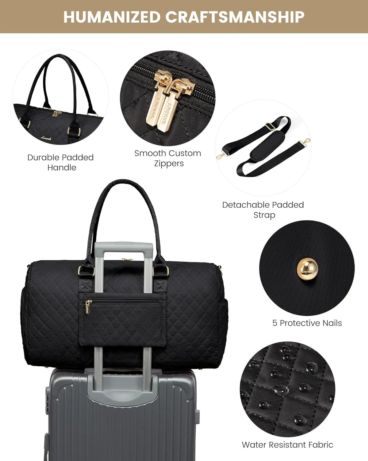 LOVEVOOK Travel Duffle Bag, Weekender Bag for Women with Toiletry Bag, Carry on Overnight Bag with Shoe Compartment,Gym Duffel Bag with Wet Pocket,Mommy Hospital Bags for Labor and Delivery 3Pcs