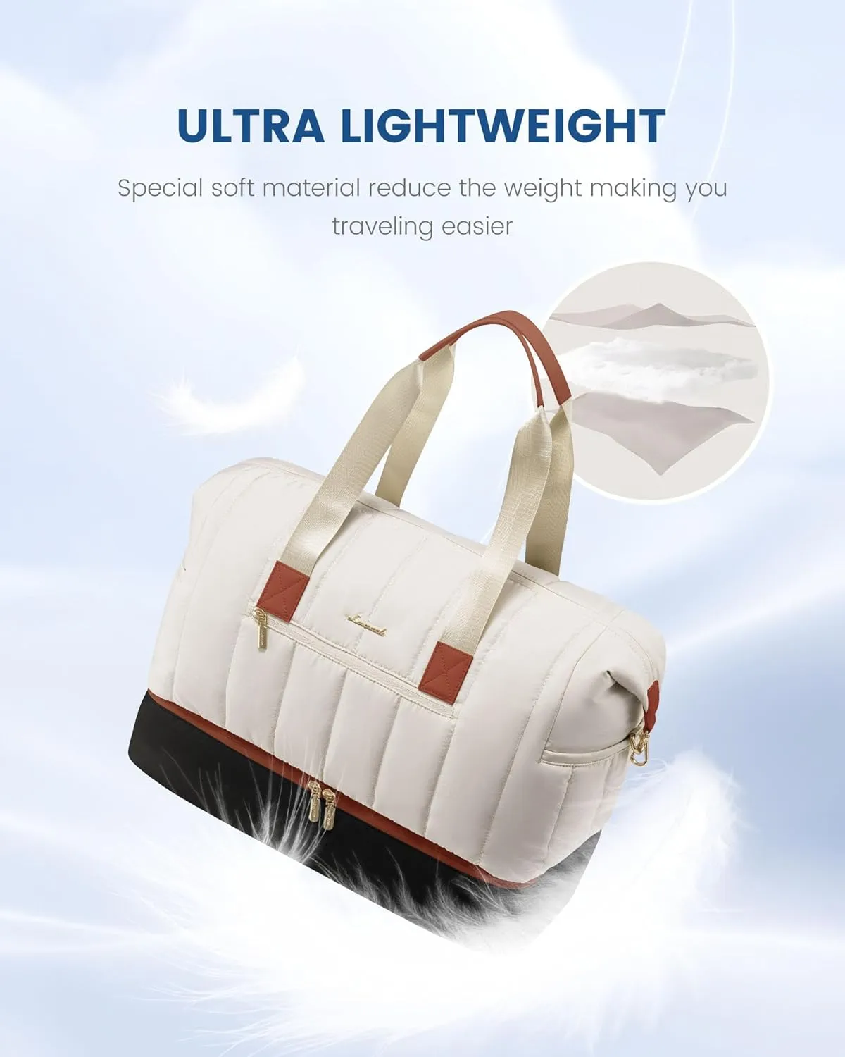 LOVEVOOK Travel Duffle Bag,Puffer Weekender Bags For Women with Shoe Compartment,42L Carry On Duffel Bags For Airplanes,Hospital Bag for Labor and Delivery,Overnight Bag With Toiletry Bag,2Pcs Set