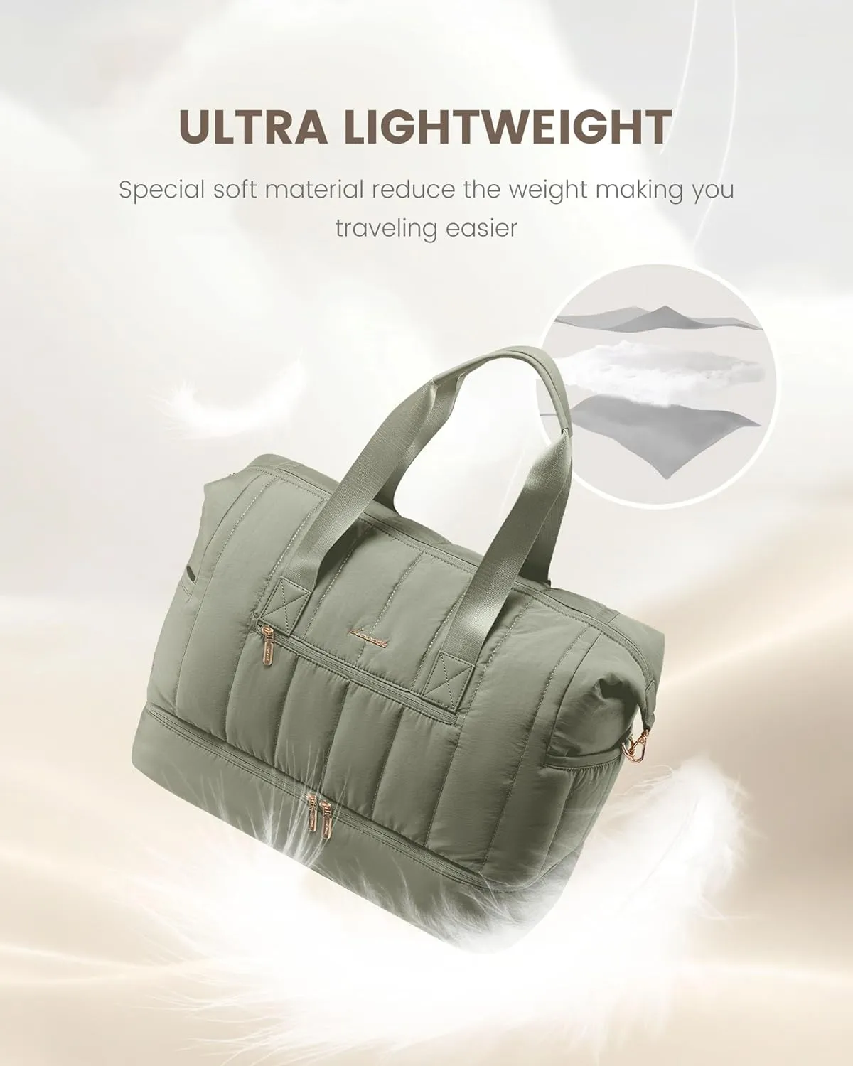 LOVEVOOK Travel Duffle Bag,Puffer Weekender Bags For Women with Shoe Compartment,42L Carry On Duffel Bags For Airplanes,Hospital Bag for Labor and Delivery,Overnight Bag2Pcs Set