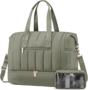 LOVEVOOK Travel Duffle Bag,Puffer Weekender Bags For Women with Shoe Compartment,42L Carry On Duffel Bags For Airplanes,Hospital Bag for Labor and Delivery,Overnight Bag2Pcs Set