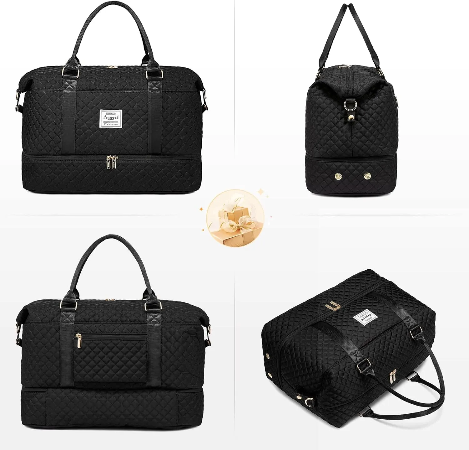 LOVEVOOK Travel Duffle Bag,Weekender Bags for Women with Shoe Compartment，Carry on Overnight Bag with Toiletry Bag,Gym Duffel Bag with Wet Pocket, Hospital Bags for Labor and Delivery
