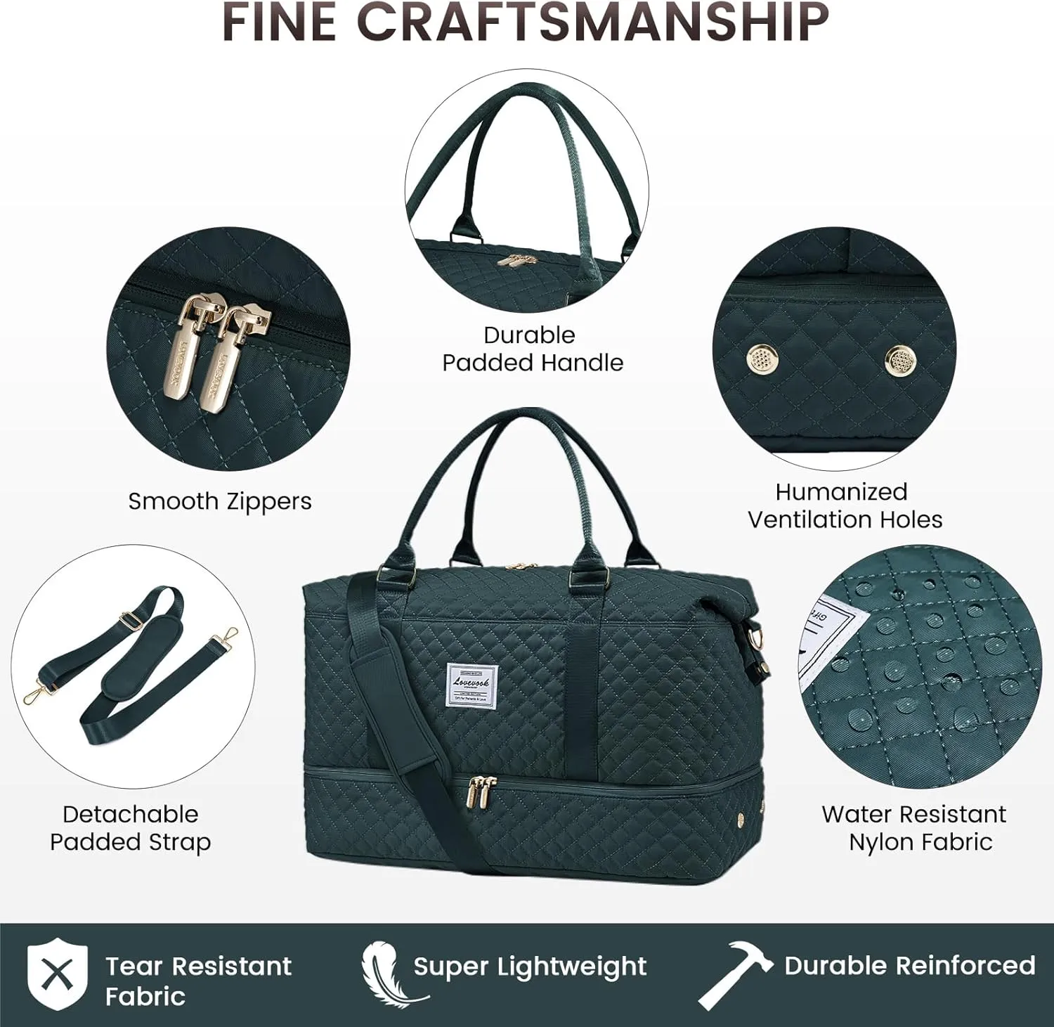 LOVEVOOK Travel Duffle Bag,Weekender Bags for Women with Shoe Compartment，Carry on Overnight Bag with Toiletry Bag,Gym Duffel Bag with Wet Pocket, Hospital Bags for Labor and Delivery