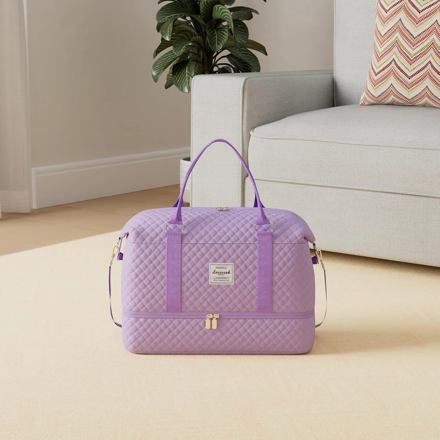 LOVEVOOK Travel Duffle Bag,Weekender Bags for Women with Shoe Compartment，Carry on Overnight Bag with Toiletry Bag,Gym Duffel Bag with Wet Pocket, Hospital Bags for Labor and Delivery
