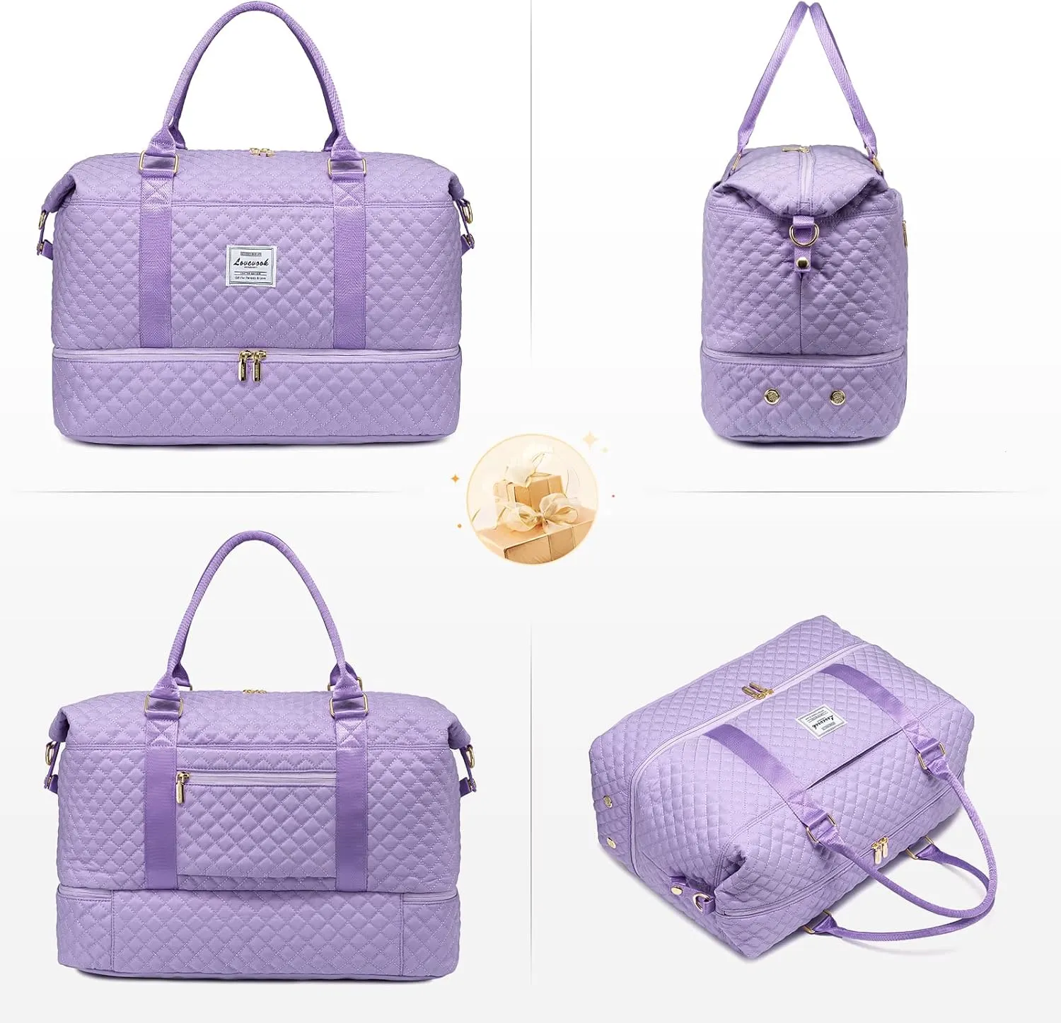 LOVEVOOK Travel Duffle Bag,Weekender Bags for Women with Shoe Compartment，Carry on Overnight Bag with Toiletry Bag,Gym Duffel Bag with Wet Pocket, Hospital Bags for Labor and Delivery