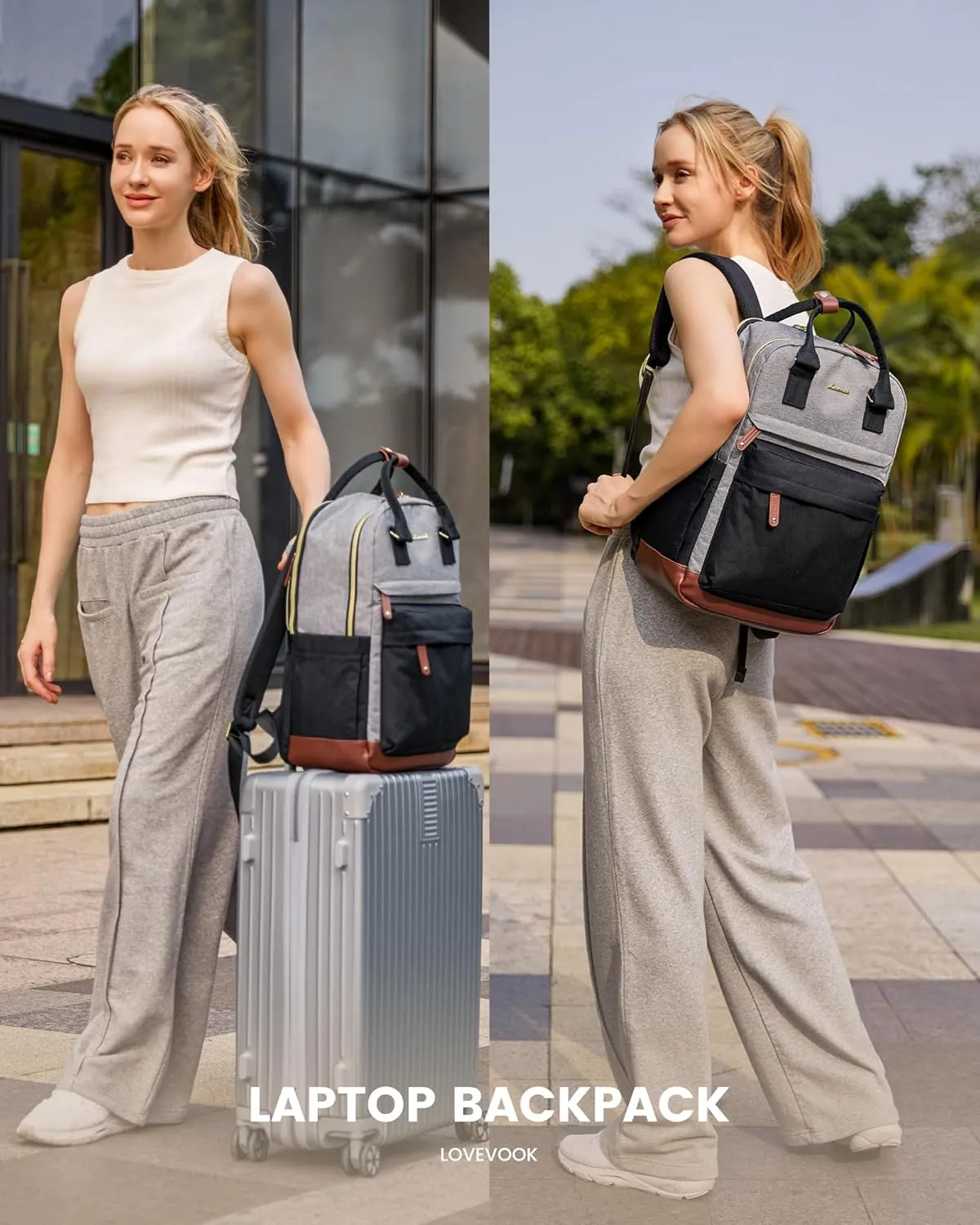 LOVEVOOK Travel Laptop Backpack Women, 15.6 Inch Anti-theft Laptop Bag with USB Port, Fashion Waterproof Computer Backpacks Teacher Nurse Backpack Purse for College Work