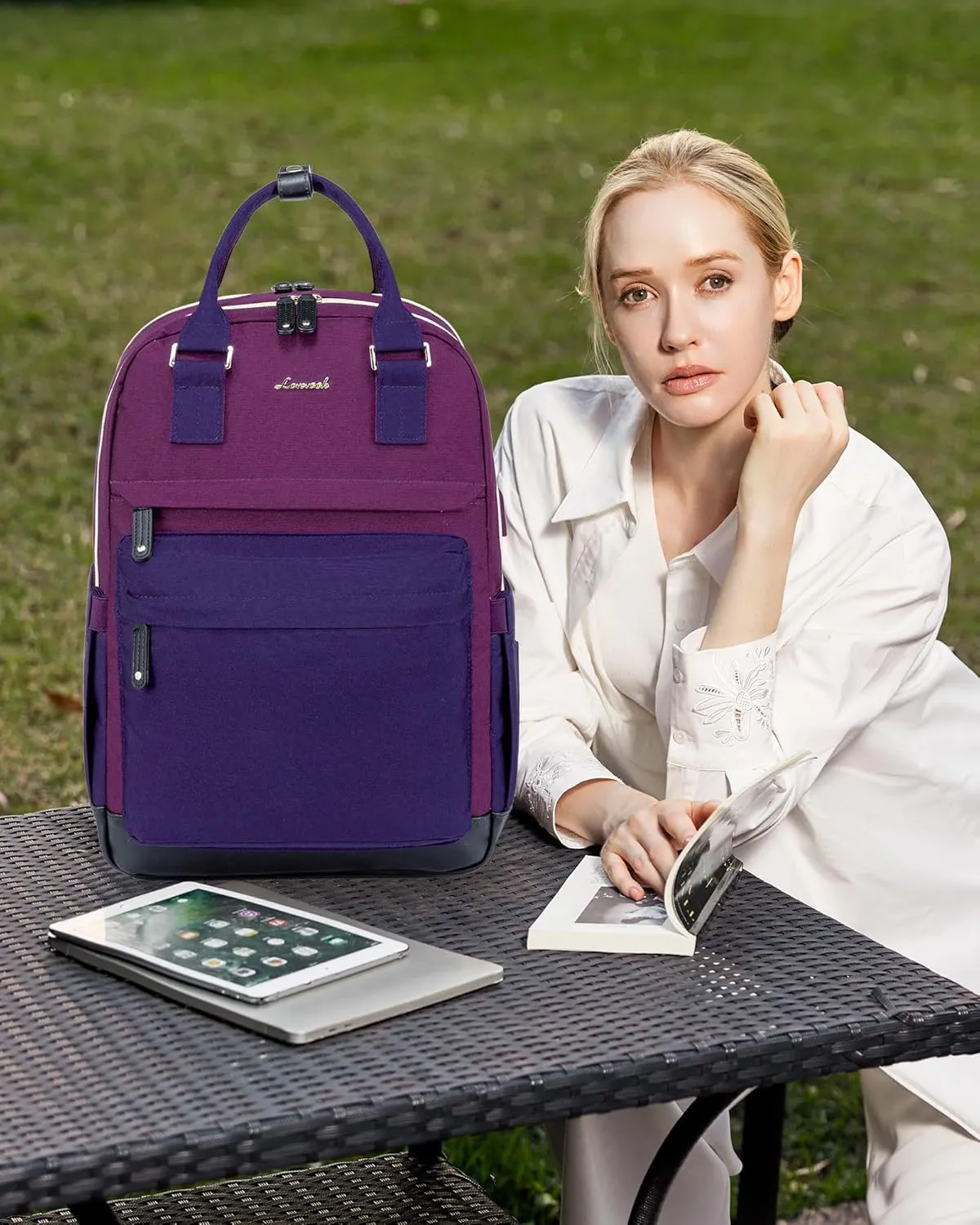LOVEVOOK Travel Laptop Backpack Women, 15.6 Inch Anti-theft Laptop Bag with USB Port, Fashion Waterproof Computer Backpacks Teacher Nurse Backpack Purse for College Work