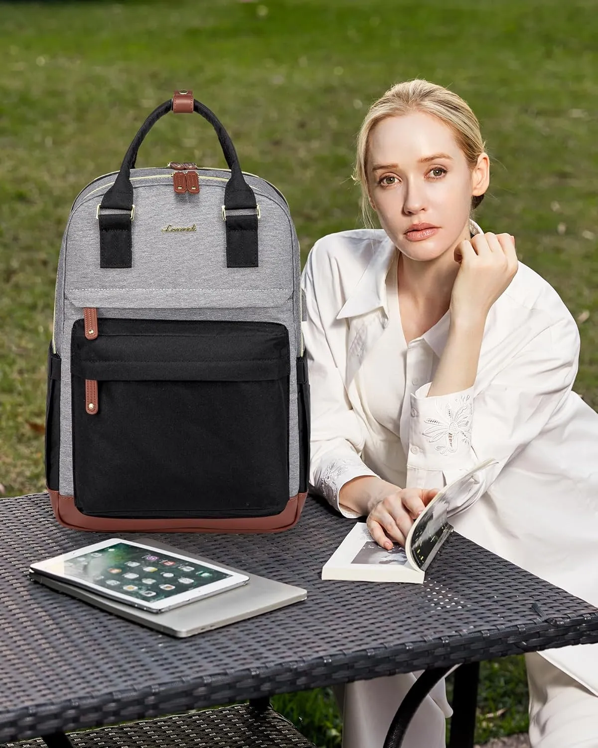 LOVEVOOK Travel Laptop Backpack Women, 15.6 Inch Anti-theft Laptop Bag with USB Port, Fashion Waterproof Computer Backpacks Teacher Nurse Backpack Purse for College Work