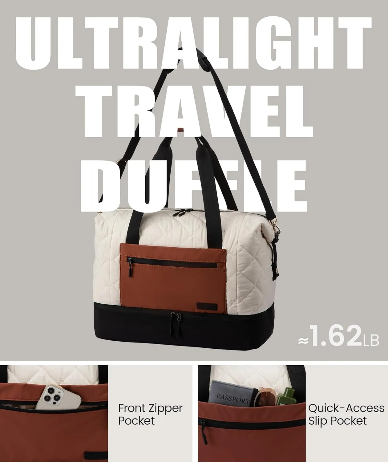 LOVEVOOK Weekender Bags for Women, Puffer Travel Duffel Bags for Woman, Large Hospital Bag for Women Labor Delivery with Shoe Compartment, Carry On Overnight Bag, Personal Item Travel Bag for Airplane