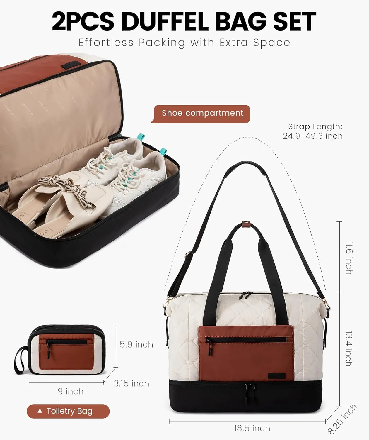 LOVEVOOK Weekender Bags for Women, Puffer Travel Duffel Bags for Woman, Large Hospital Bag for Women Labor Delivery with Shoe Compartment, Carry On Overnight Bag, Personal Item Travel Bag for Airplane