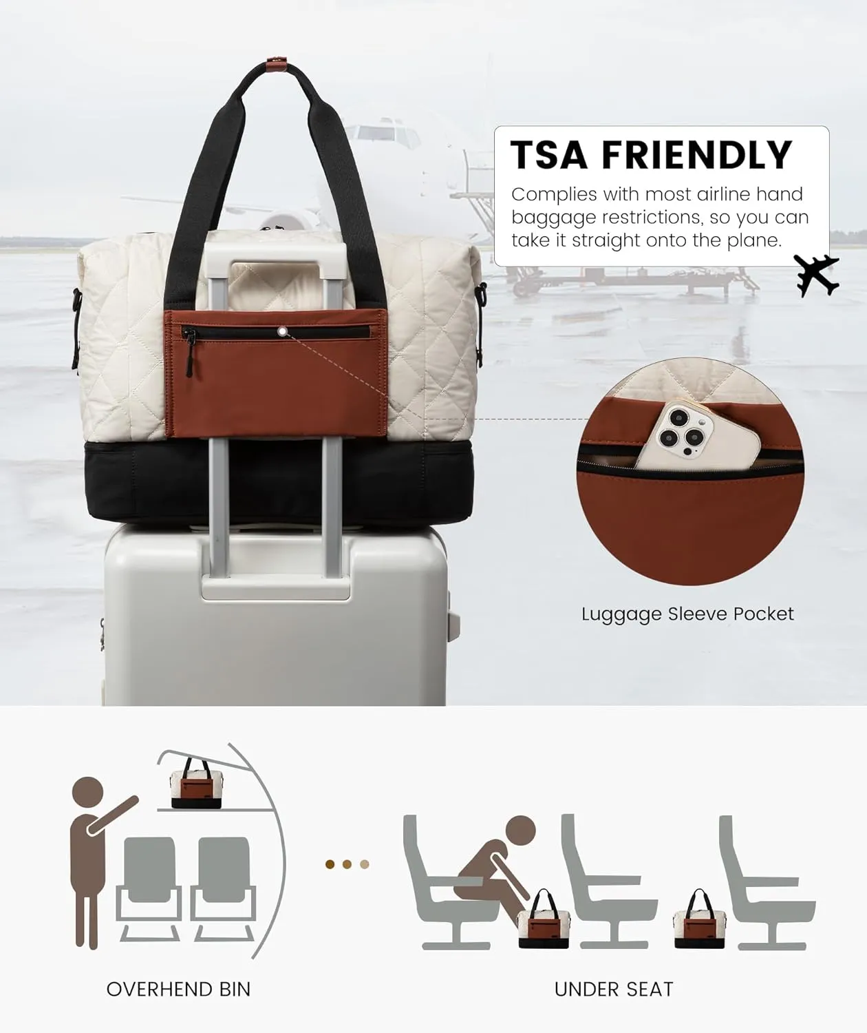 LOVEVOOK Weekender Bags for Women, Puffer Travel Duffel Bags for Woman, Large Hospital Bag for Women Labor Delivery with Shoe Compartment, Carry On Overnight Bag, Personal Item Travel Bag for Airplane