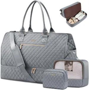 LOVEVOOK Weekender Travel Bags for Women,Large Carry on Duffle Bag with Shoe Compartment,Overnight Bag with Toiletry Bag,Hospital Bag for Labor Delivery,Gym Tote Bag 3 Pcs Set