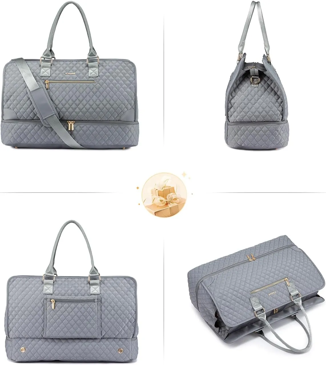 LOVEVOOK Weekender Travel Bags for Women,Large Carry on Duffle Bag with Shoe Compartment,Overnight Bag with Toiletry Bag,Hospital Bag for Labor Delivery,Gym Tote Bag 3 Pcs Set
