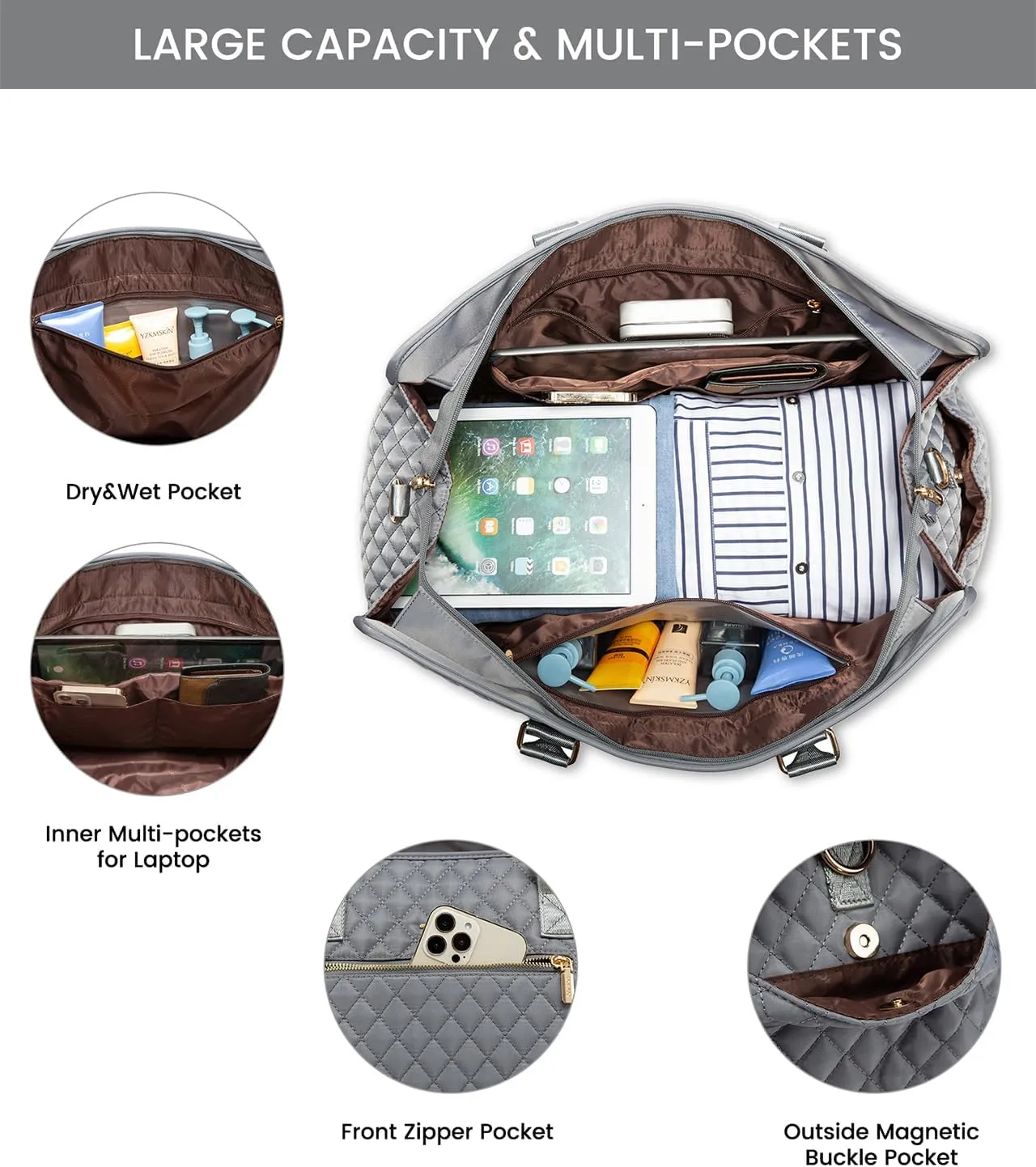 LOVEVOOK Weekender Travel Bags for Women,Large Carry on Duffle Bag with Shoe Compartment,Overnight Bag with Toiletry Bag,Hospital Bag for Labor Delivery,Gym Tote Bag 3 Pcs Set
