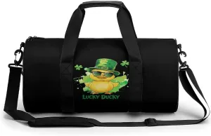 Lucky Ducky With Glasses Four Leaf Clover Gym Bag Lightweight Carry On Duffel Bag Athletic Sports Travel Bag Weekender Bag for Men Women