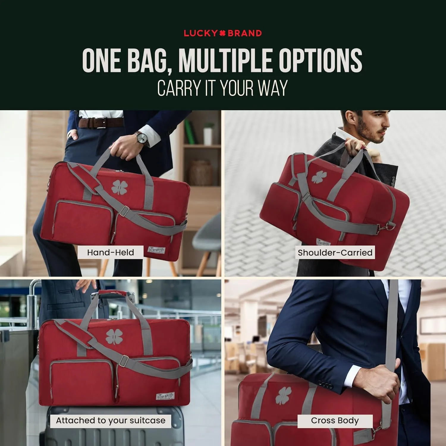 Lucky Travel Duffel Bags 115L, Gym Bag, Travel Bag & Large Duffle Bag for Men, Foldable Overnight Weekender Bags for Women & Men with Adjustable Shoulder Strap