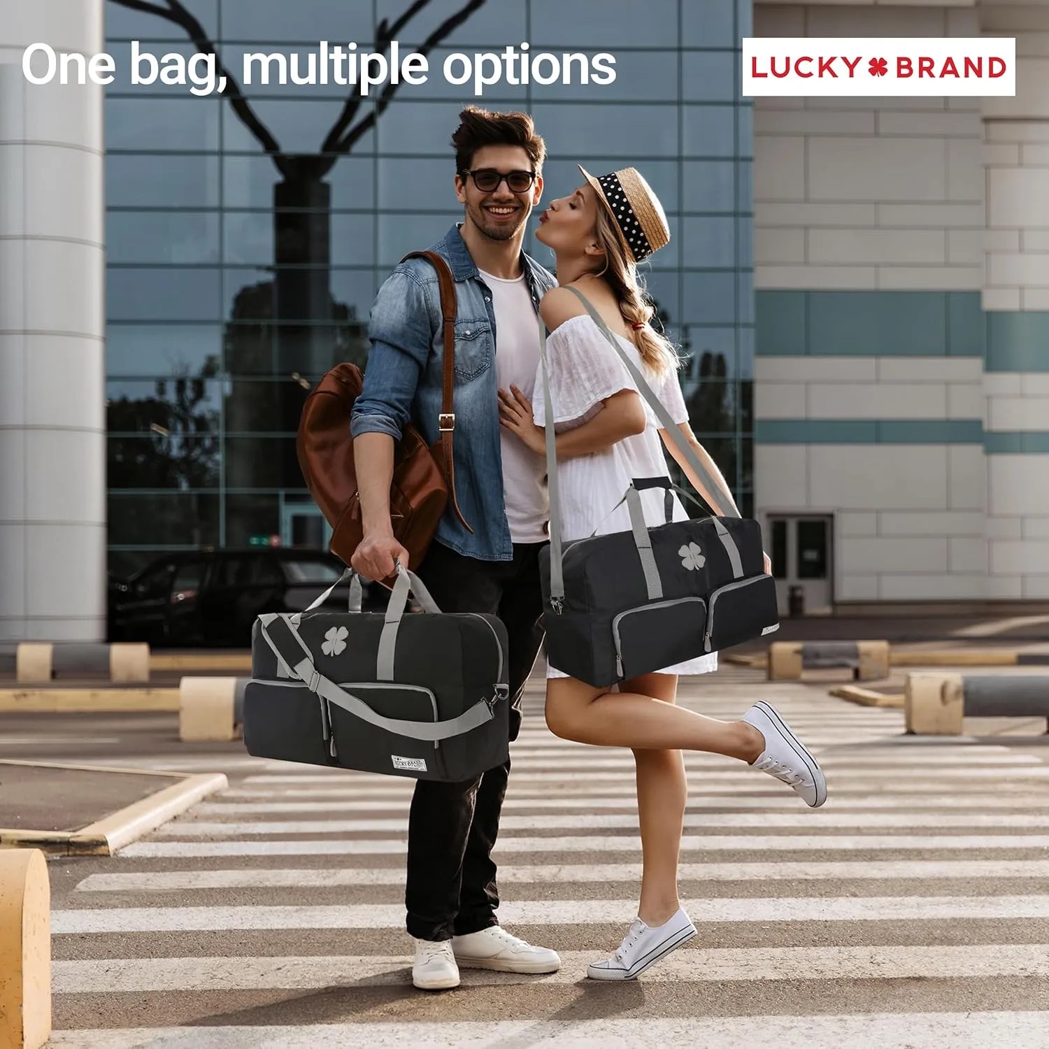 Lucky Travel Duffel Bags 65L, Gym Bag, Travel Bag & Large Duffle Bag for Men, Foldable Overnight Weekender Bags for Women & Men with Adjustable Shoulder Strap, Black