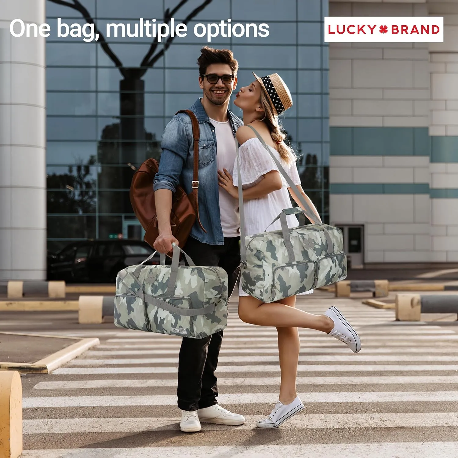 Lucky Travel Duffel Bags 65L, Gym Bag, Travel Bag & Large Duffle Bag for Men, Foldable Overnight Weekender Bags for Women & Men with Adjustable Shoulder Strap, Camo
